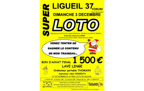 SUPER LOTO par JESSICA du Cosmo 1500 € &amp; TRAINEAU DU PERE NOEL